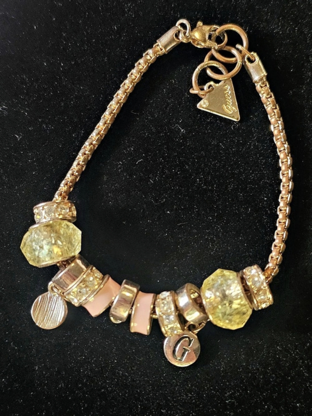 Guess Gold & Pink Charm Bracelet